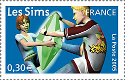 Los Sims en los sellos franceses