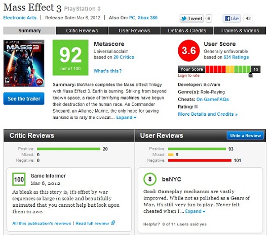 Imagen 2 Mass Effect 3 humillado por los usuarios